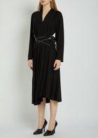 Aaron Esh Belted Jersey Midi Dress Black