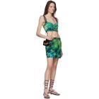 Versace Green Denim Jungle Print Miniskirt