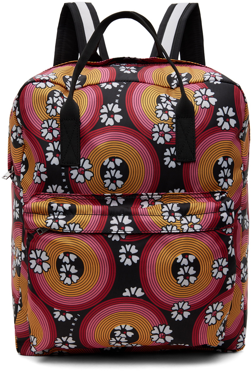 Marni Kids Pink & Orange Allover 70s Circles Backpack