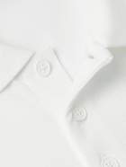 SAINT LAURENT - Monogram Logo-Embroidered Cotton-Piqué Polo Shirt - White