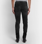 AMIRI - MX2 Skinny-Fit Leather-Panelled Distressed Stretch-Denim Jeans - Black