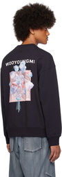 WOOYOUNGMI Navy 3D Flower Back Logo Sweatshirt