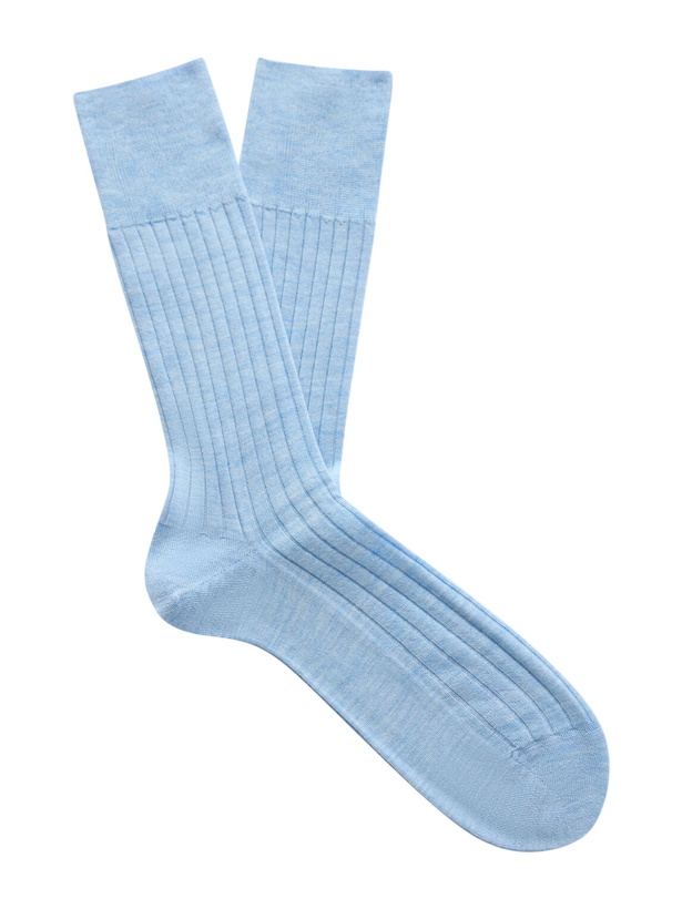 Photo: Falke - No 2 Ribbed Cashmere-Blend Socks - Blue