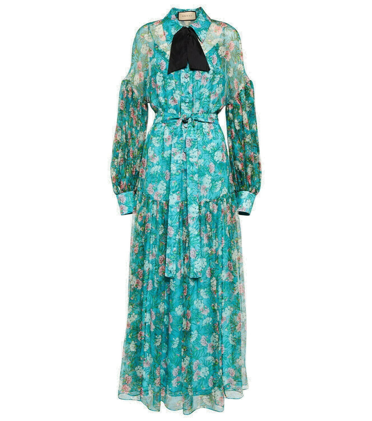 Gucci Floral pleated silk creponne gown Gucci