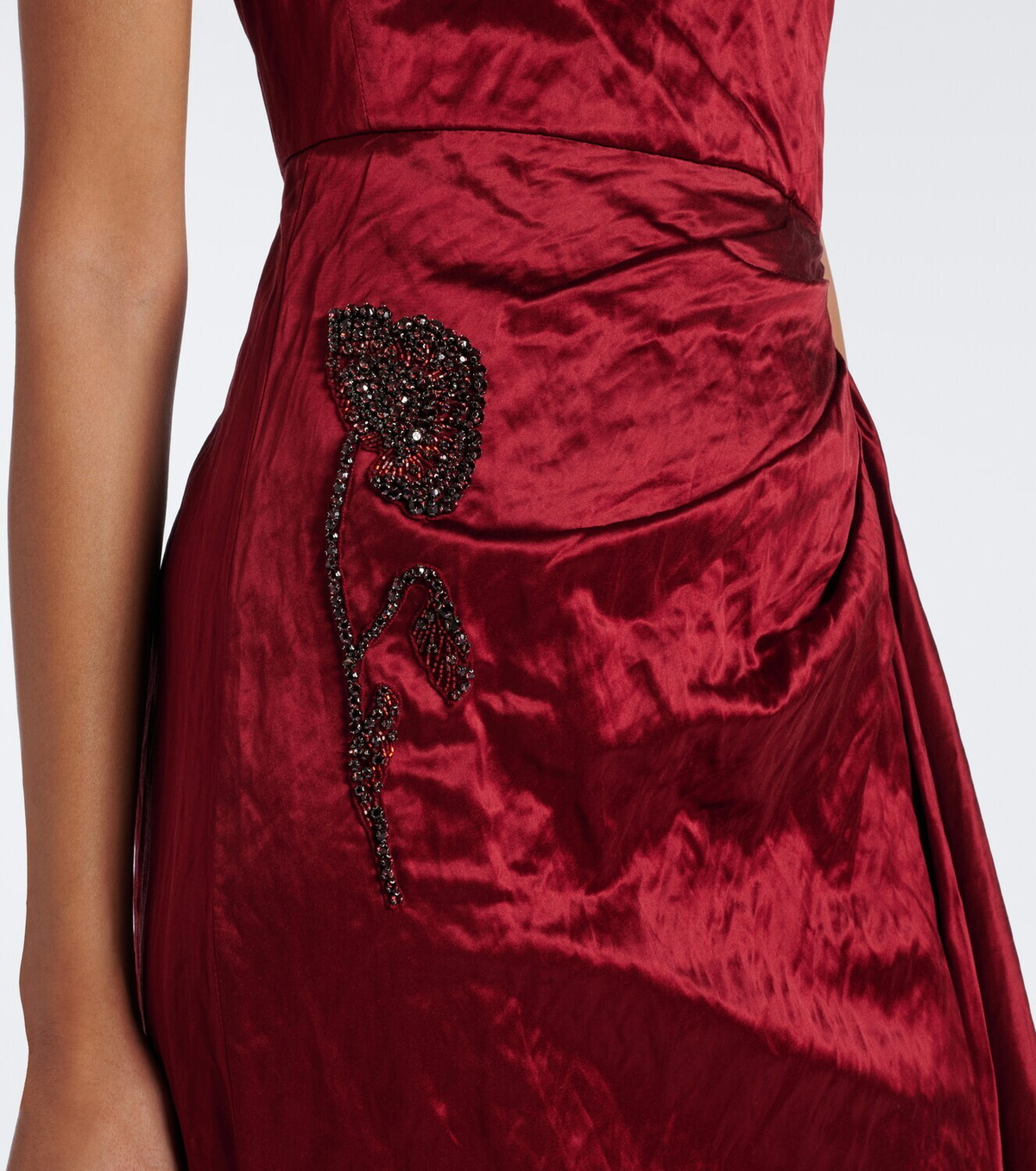 Erdem Draped embellished satin gown