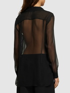 ALBERTA FERRETTI Sheer Silk Chiffon Shirt with high Pockets