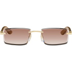 Cartier Gold & Brown 'Elongated C de Cartier' Sunglasses