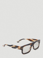 Striped Square Frame Sunglasses in Brown