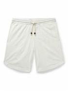 SMR Days - Hiri Straight-Leg Striped Organic Cotton Drawstring Shorts - White