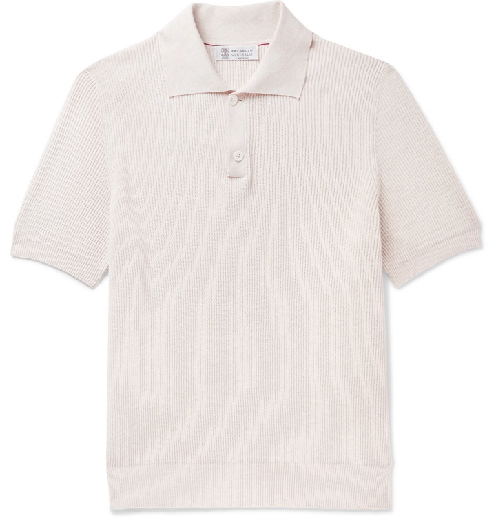 Photo: Brunello Cucinelli - Ribbed Cotton Polo Shirt - Neutrals