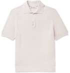 Brunello Cucinelli - Ribbed Cotton Polo Shirt - Neutrals