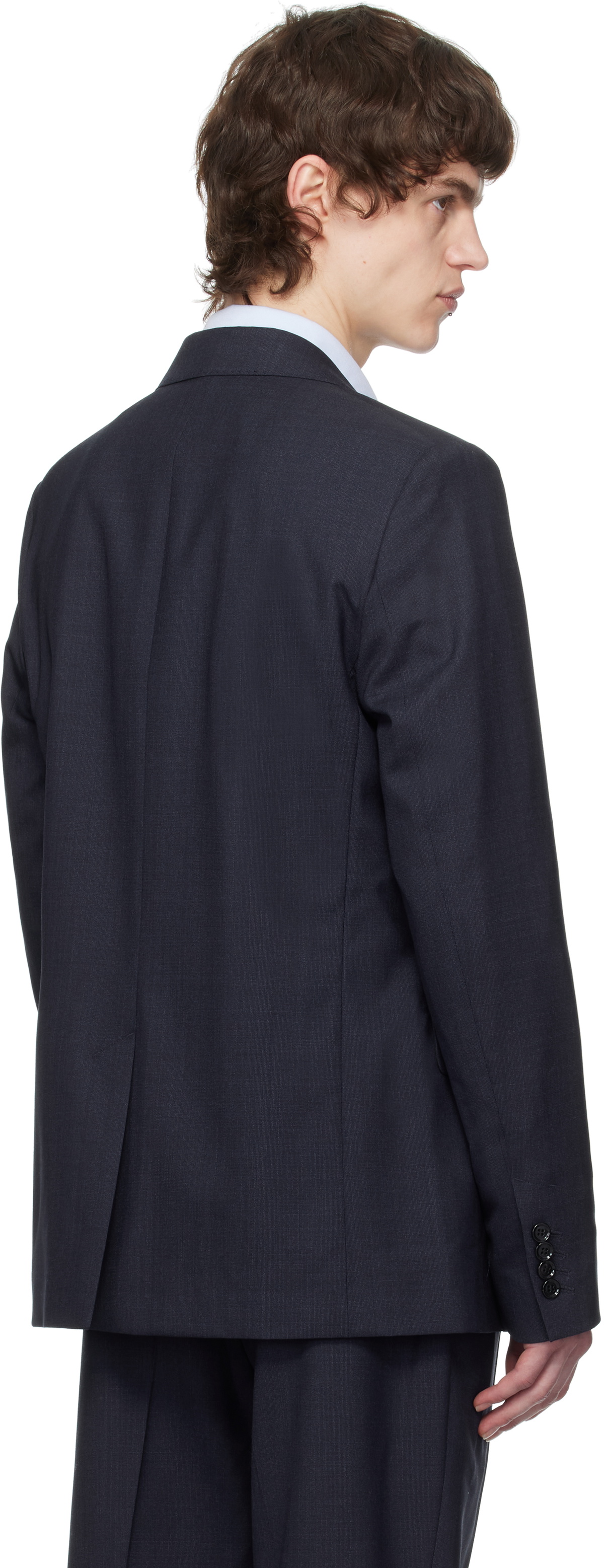 AMI Paris Navy Wool Two Buttons Blazer