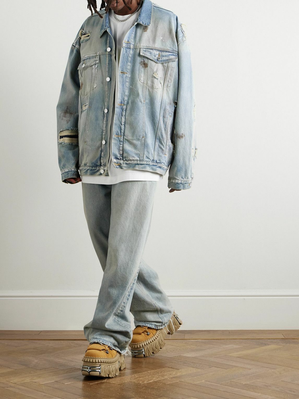 VETEMENTS - Oversized Distressed Denim Jacket - Blue Vetements