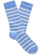 Sunspel - Striped Stretch Cotton-Blend Socks - Blue