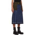 Sacai Blue Denim and Wool Combo Skirt