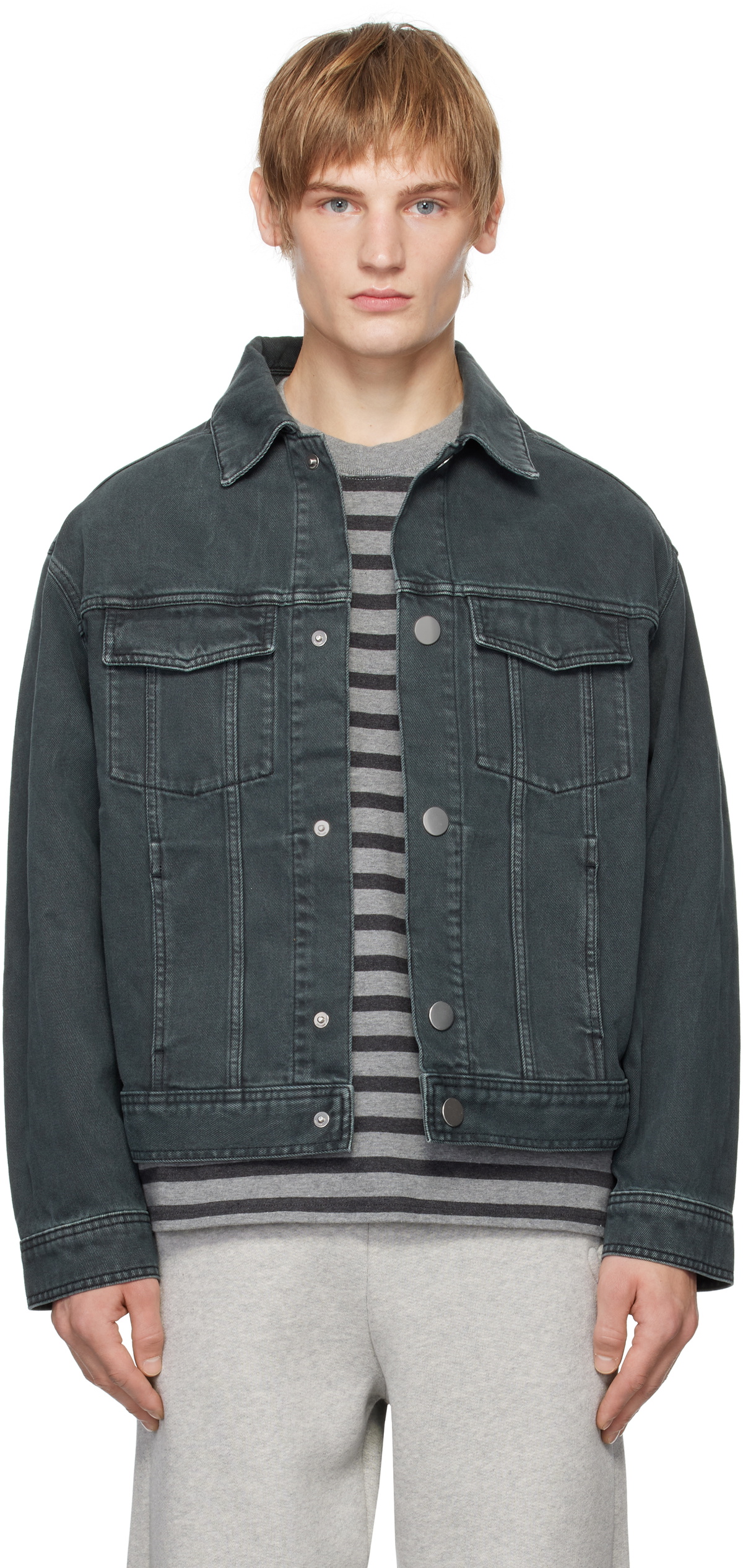 AMI Paris Black Trucker Denim Jacket AMI