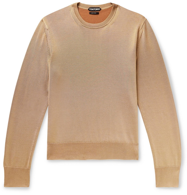 Photo: TOM FORD - Slim-Fit Silk and Merino Wool-Blend Sweater - Neutrals