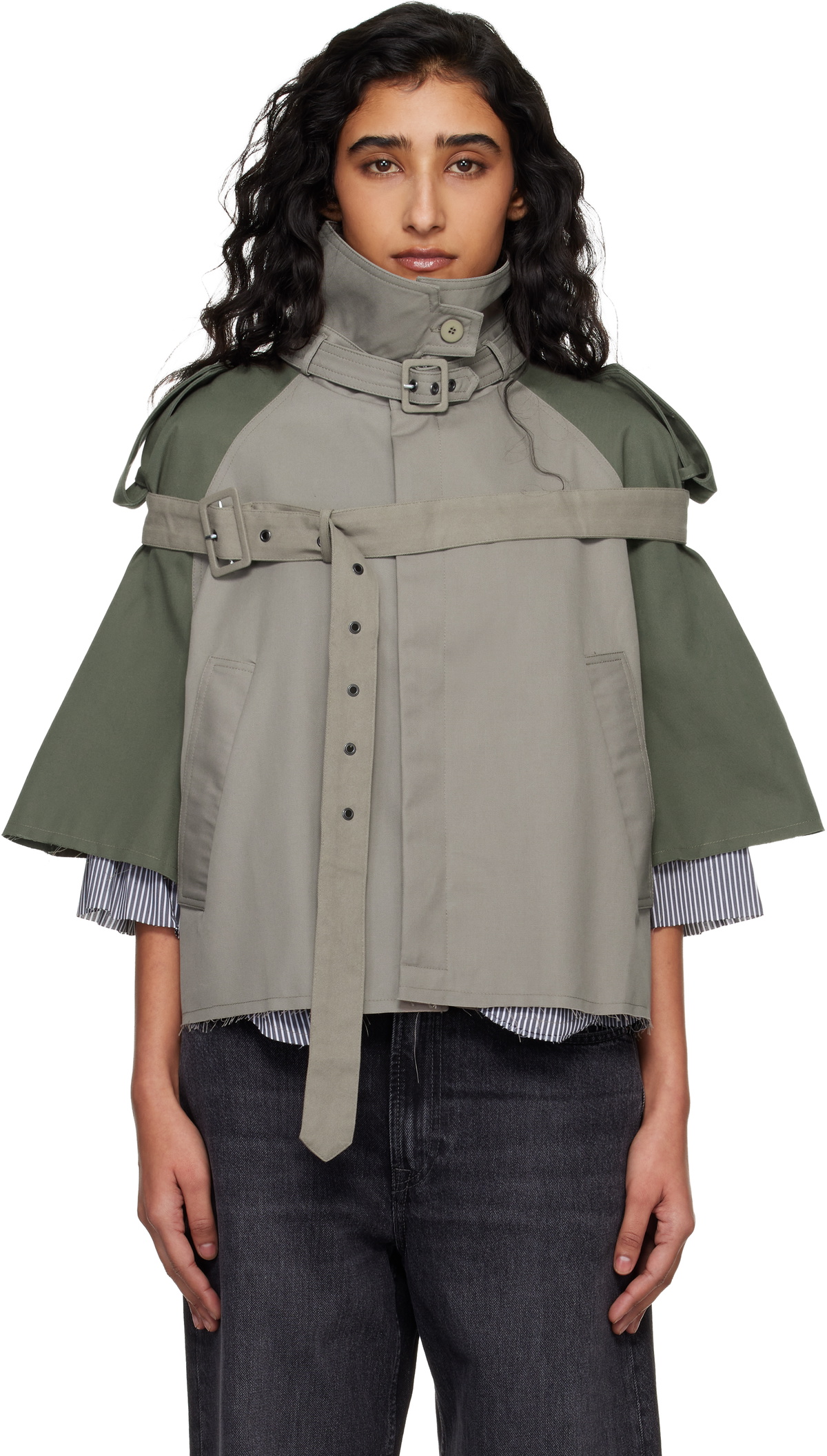 Ottolinger Beige & Khaki Chopped Trench Jacket