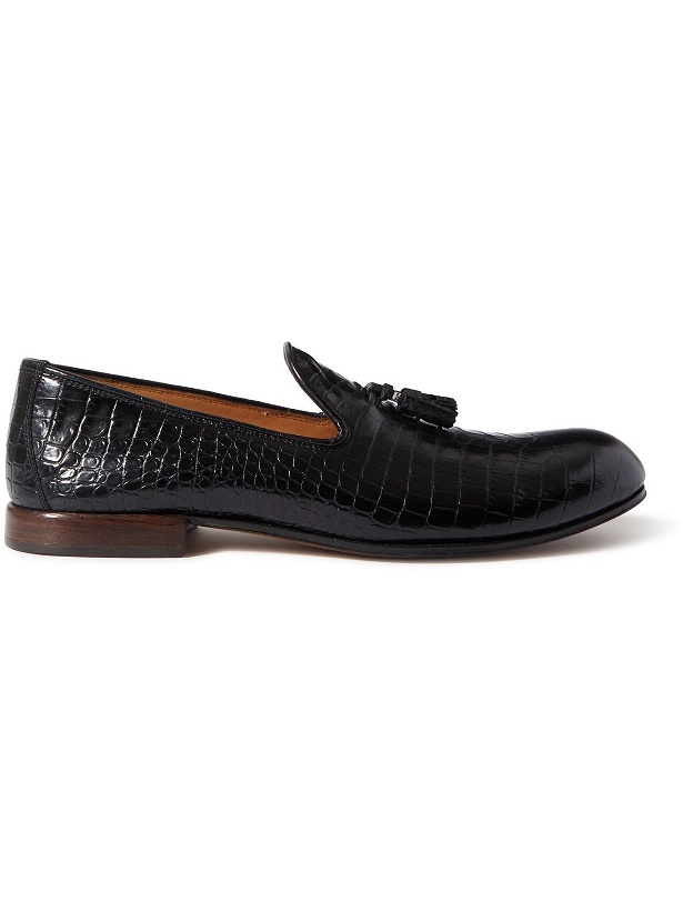 Photo: TOM FORD - Nicolas Croc-Effect Leather Tasselled Loafers - Black