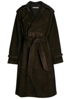 Aaron Esh Double-breasted Suede Trench Coat Brown