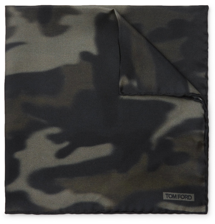Photo: TOM FORD - Camouflage-Print Silk-Twill Pocket Square - Green