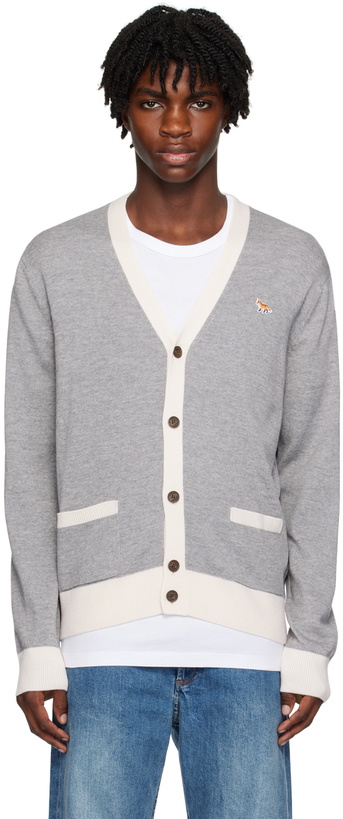 Photo: Maison Kitsuné Gray Baby Fox Patch Cardigan