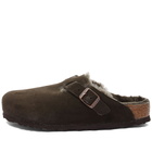 Birkenstock Boston Fur in Mocha Suede