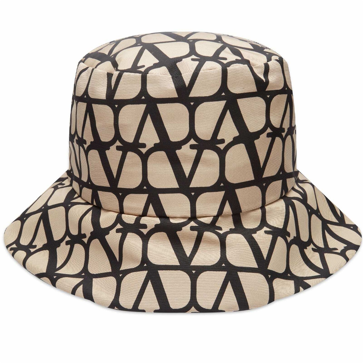Valentino Men's V Logo Bucket Hat in Sand/Nero Valentino