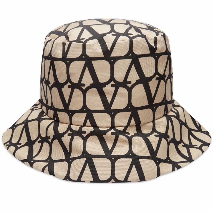 Photo: Valentino Men's V Logo Bucket Hat in Sand/Nero