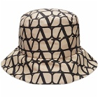 Valentino Men's V Logo Bucket Hat in Sand/Nero