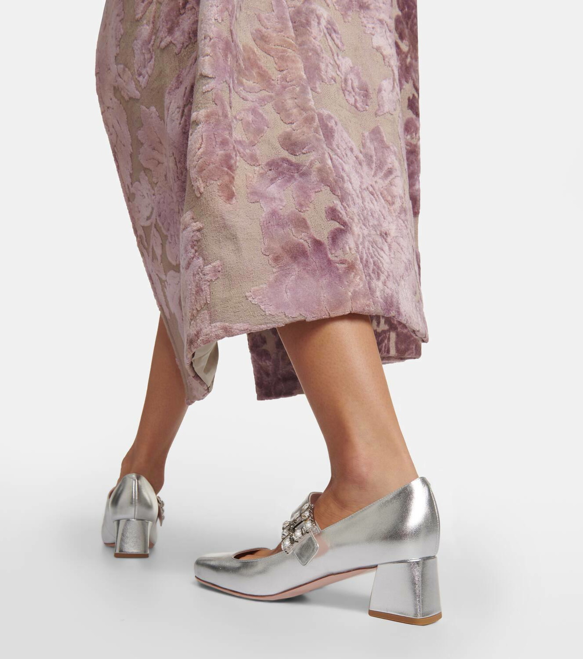 TRÈS VIVIER MARY JANE DOUBLE-STRAP IN NUDE SILK