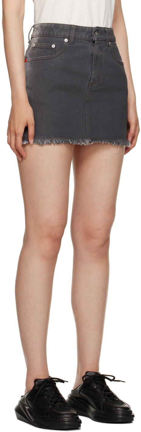 Heron Preston Black Gradient Denim Miniskirt