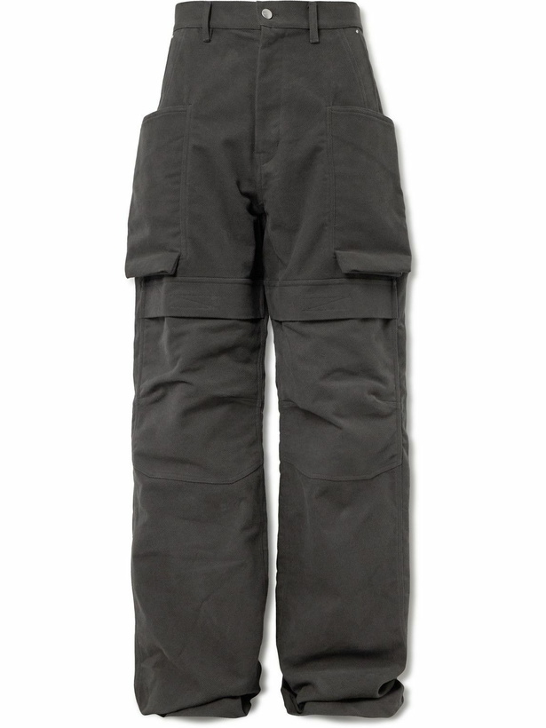 Photo: Rick Owens - Stefan Wide-Leg Brushed Cotton-Drill Cargo Trousers - Gray