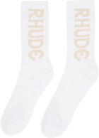 Rhude White & Tan Vertical Socks