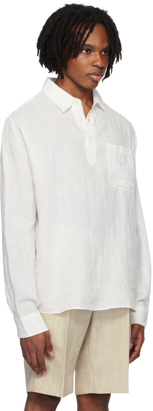 ORLEBAR BROWN ホワイト長袖ポロシャツ Orlebar Brown Off-White Shanklin Shirt Orlebar Brown