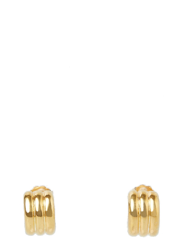 Photo: Triple Ridge Mini Hoop Earrings in Gold