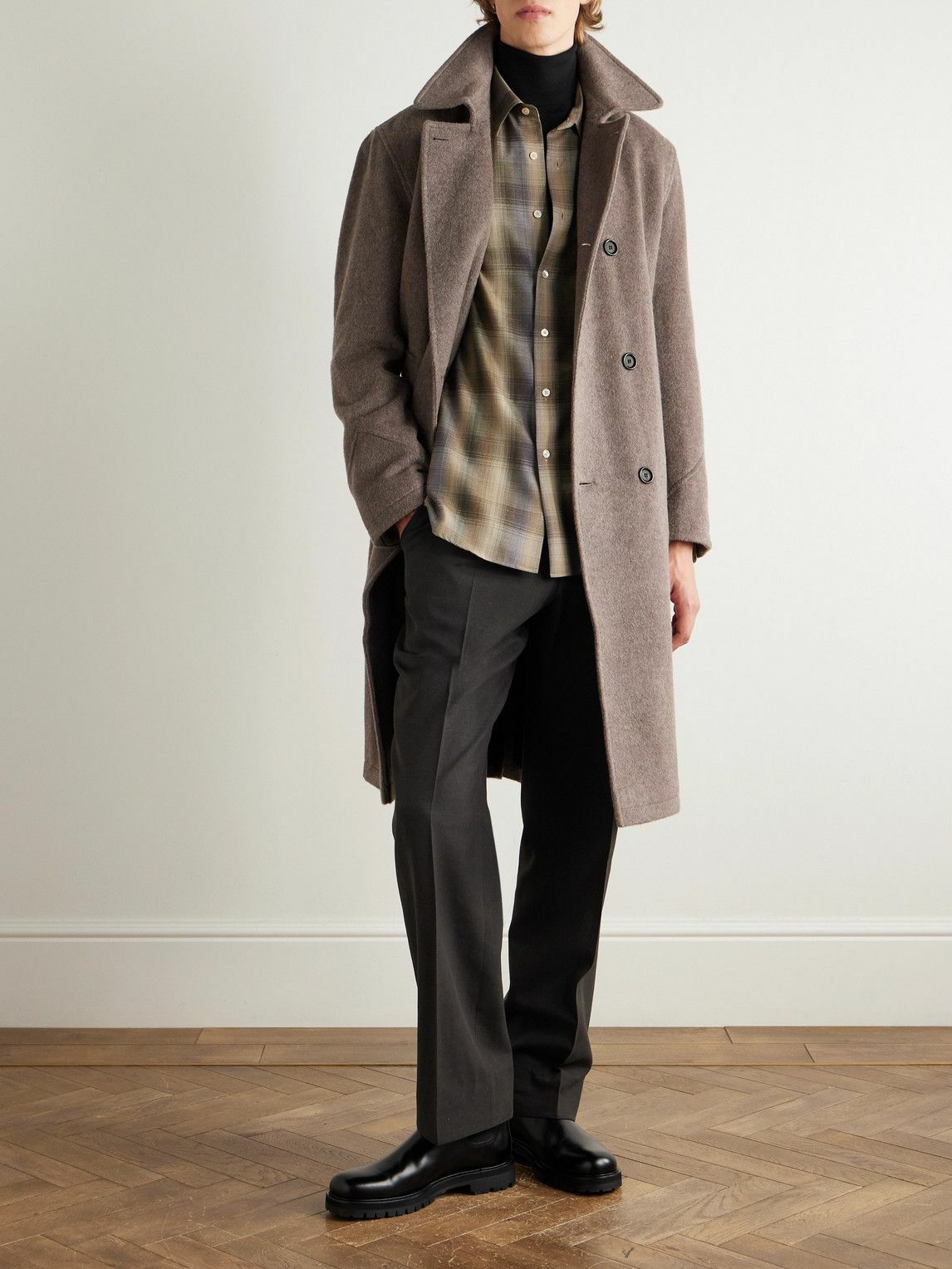 Oliver Spencer - Double-Breasted Recycled Wool-Blend Coat - Brown