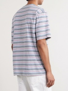 KAPITAL - Logo-Appliquéd Striped Cotton-Jersey T-Shirt - Blue