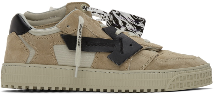 Photo: Off-White Beige & Black Low Floating Arrow Sneakers