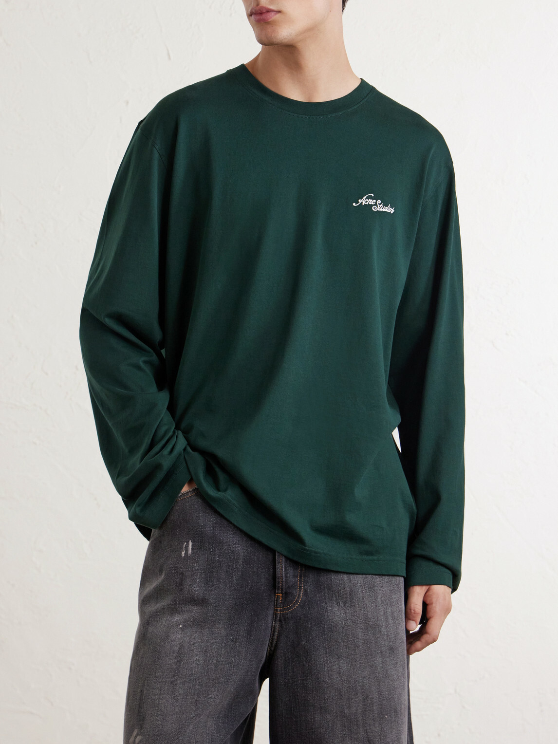 Acne Studios - Logo-Embroidered Cotton-Jersey T-Shirt - Green