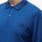 Fred Perry Men's Long Sleeve Twin Tipped Polo Shirt in Shaded Cobalt