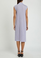 Pleats Please Issey Miyake Pleated Draped Woven Midi Dress Light Purple