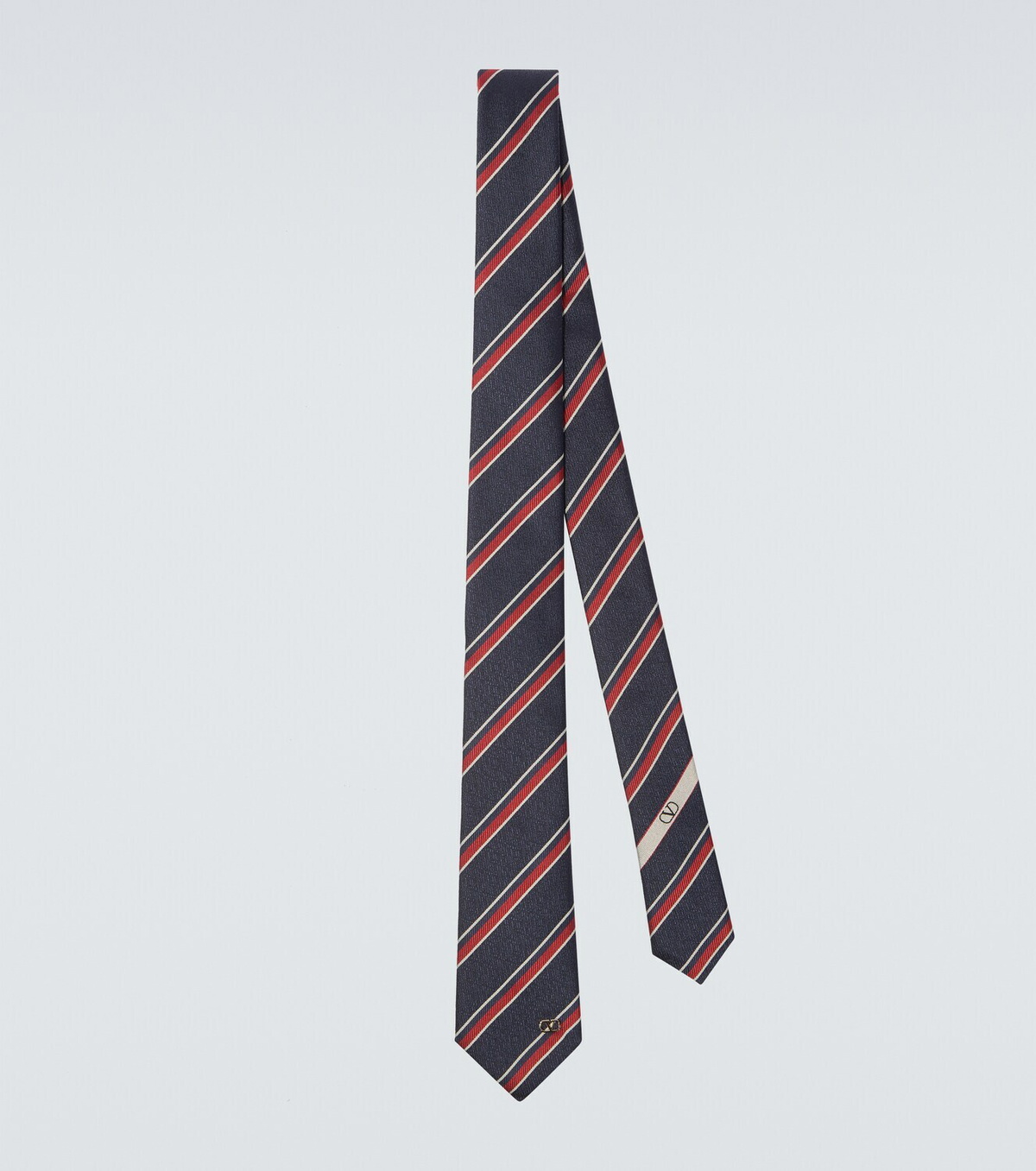 Valentino Garavani VLogo striped silk twill jacquard tie