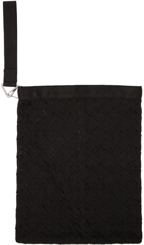 Photo: Bottega Veneta Black Webbing Intrecciato Wrist Pouch