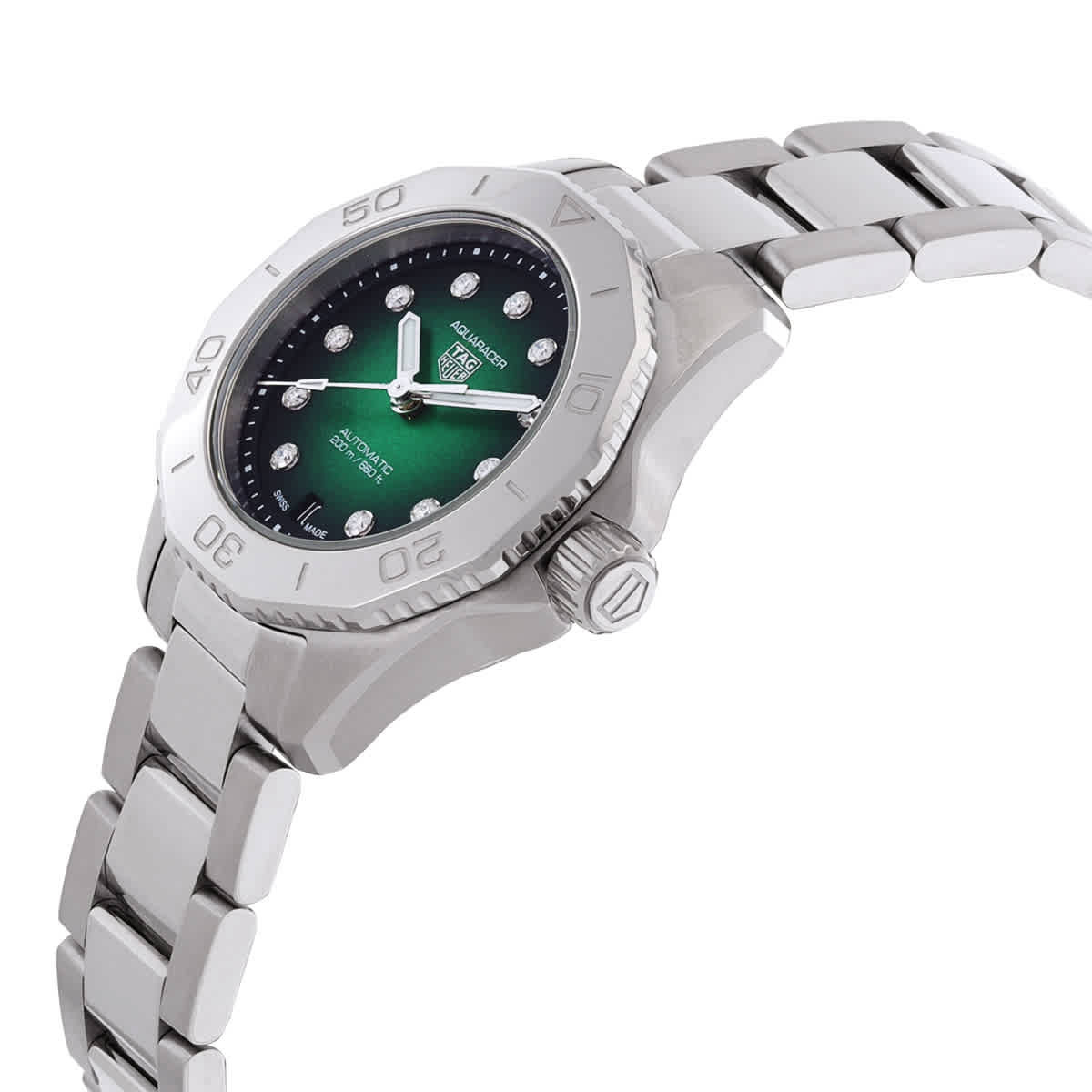 Tag Heuer Aquaracer Automatic Diamond Green Dial Ladies Watch WBP2415.BA0622