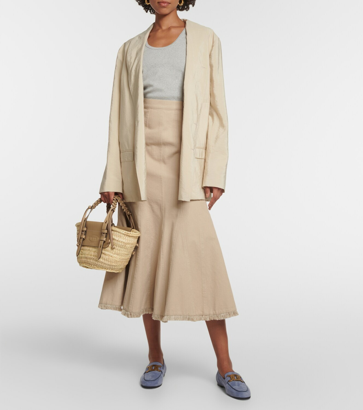 TOD'S 正規品/送料関税込み Rafia Bag Woman ORANGE Shopping Bag in Raffia and Leather Mini