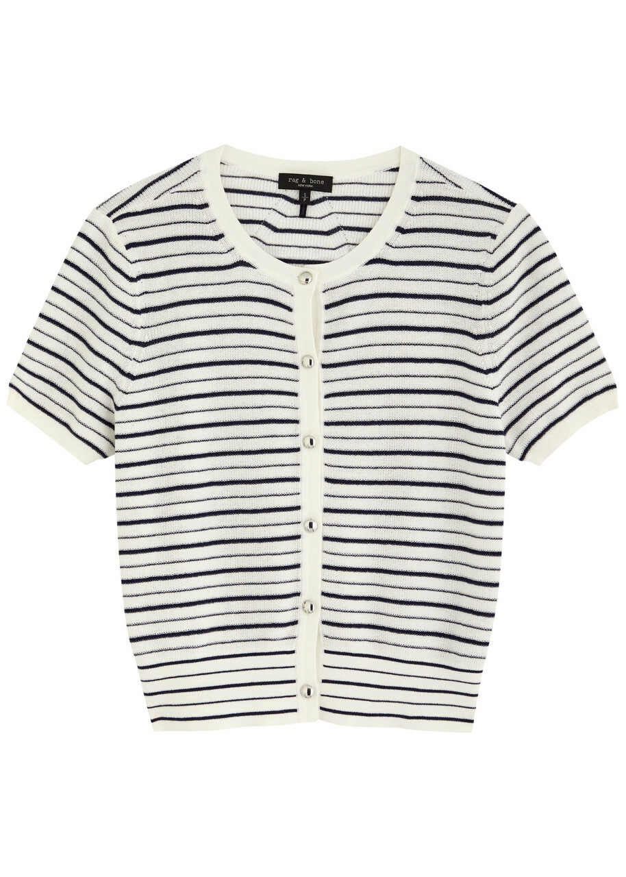 Rag & Bone Dina Striped Cotton-blend Cardigan Stripe