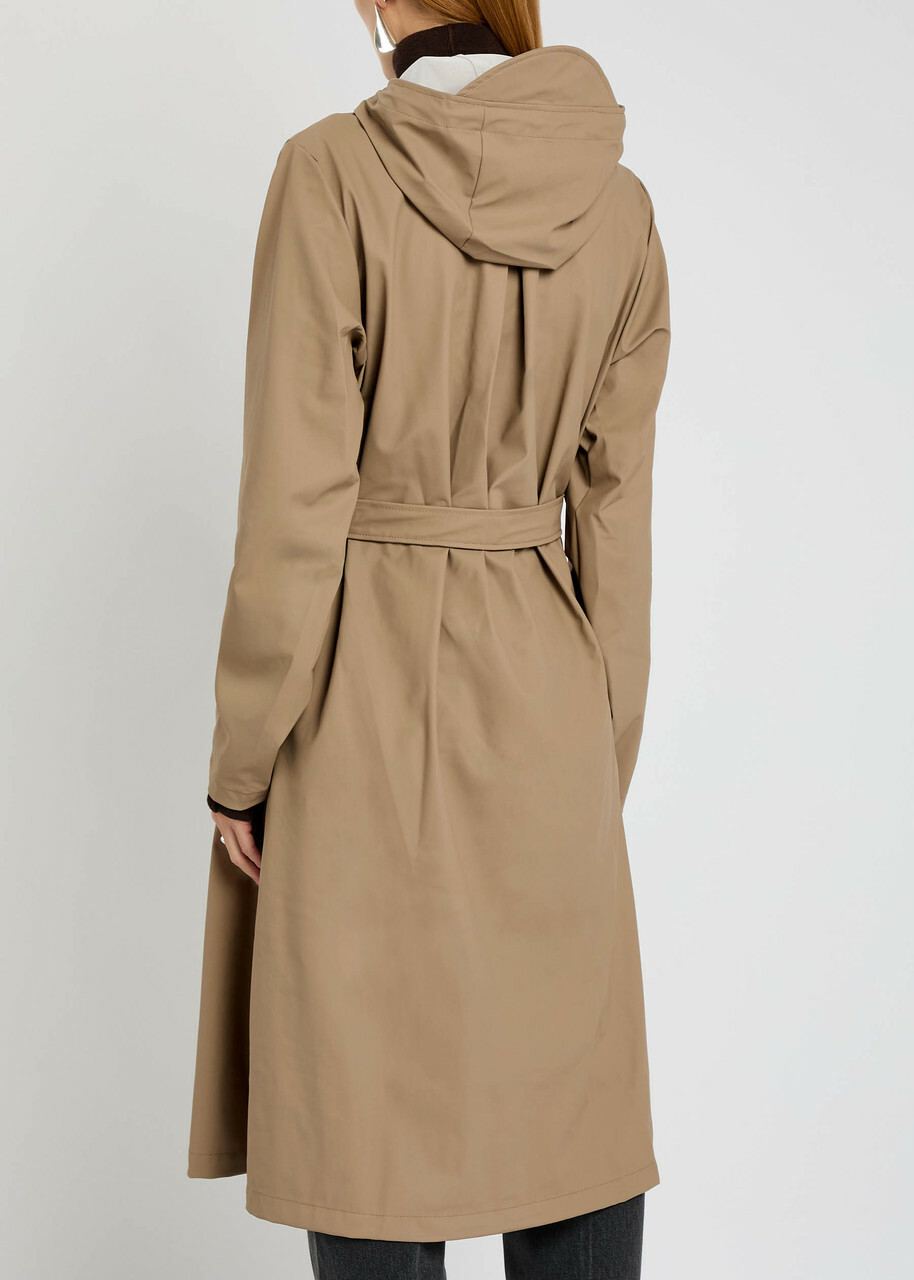 Rains Hooded Coated Shell Jacket Beige