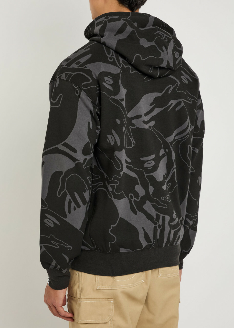 Aape Camo Hooded Cotton-blend Sweatshirt Black