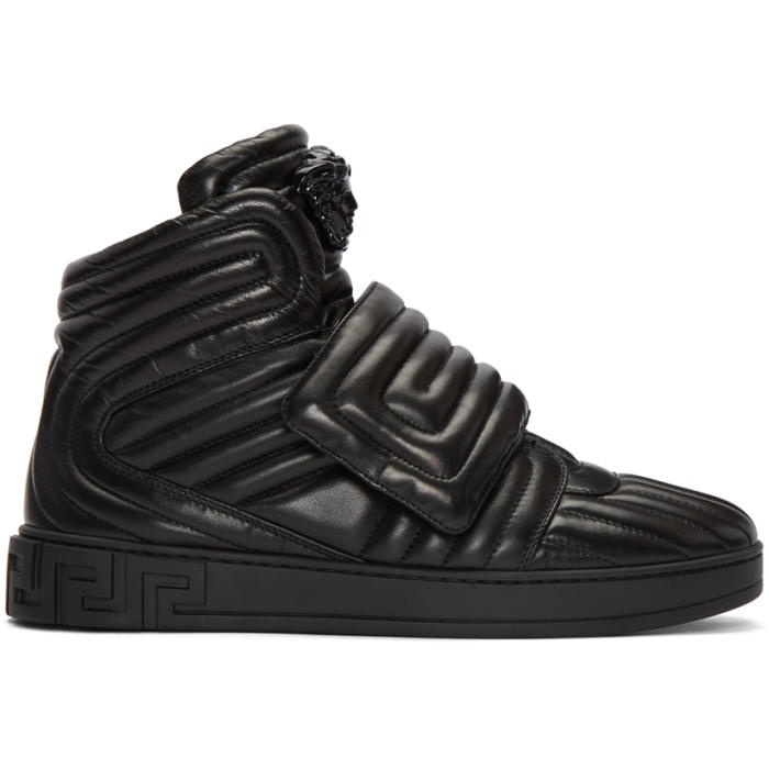 Photo: Versace Black Quilted Medusa High-Top Sneakers
